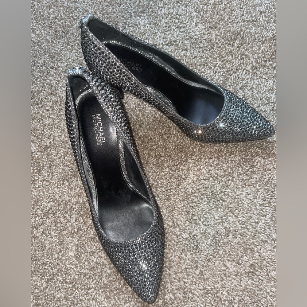 Michael Kors, Alina Flex Crystal Silver pumps, Size 7.5